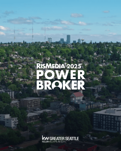 RisMdeia Power Broker logo over a picture of a seattle skyline